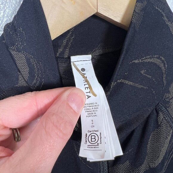 Athleta Momentum Seamless Half Zip Size Small Black Brown Running Workout Hiking - Picture 3 of 9